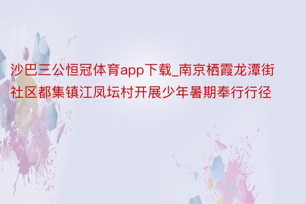 沙巴三公恒冠体育app下载_南京栖霞龙潭街社区都集镇江凤坛村开展少年暑期奉行行径